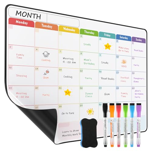 Tableau blanc magnétique pour réfrigérateur KTRIO, planificateur mensuel avec mémo