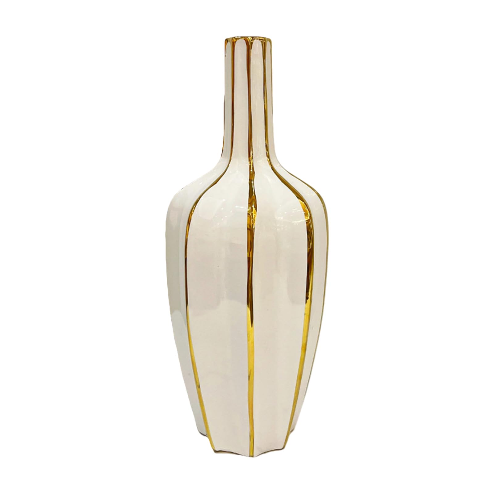 Zxfdsfdbnm Gold Ceramic Vases Home Decors Decorative Elegant Flower Vase for Bookshelf, Fireplaces Mantle Decors Gift White Gold Ceramic