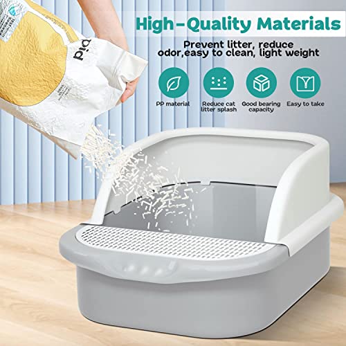 REHTRAD-Cat-Litter-Box-with-Scoop-Cat-Litter-Tray-Suitable-for-KittensCatRabbitPetSuitable-for-Pets-Under-15kg-Gray