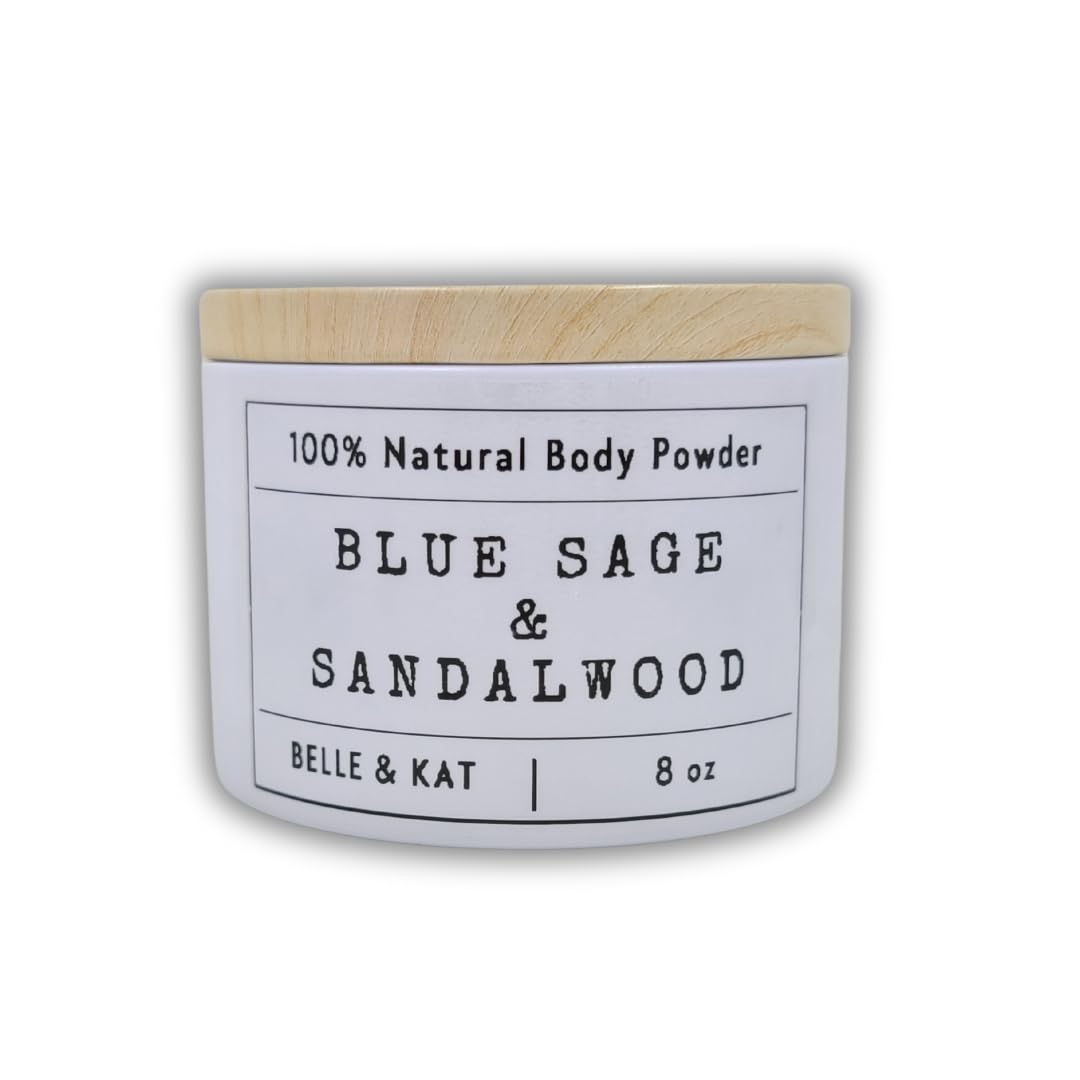 Body Dusting Powder for Men & Women – Blue Sage & Sandalwood Scented – 8oz Container with Lid Body Dusting Powder for Men & Women – Blue Sage & Sandalwood Scented – 8oz Container with Lid