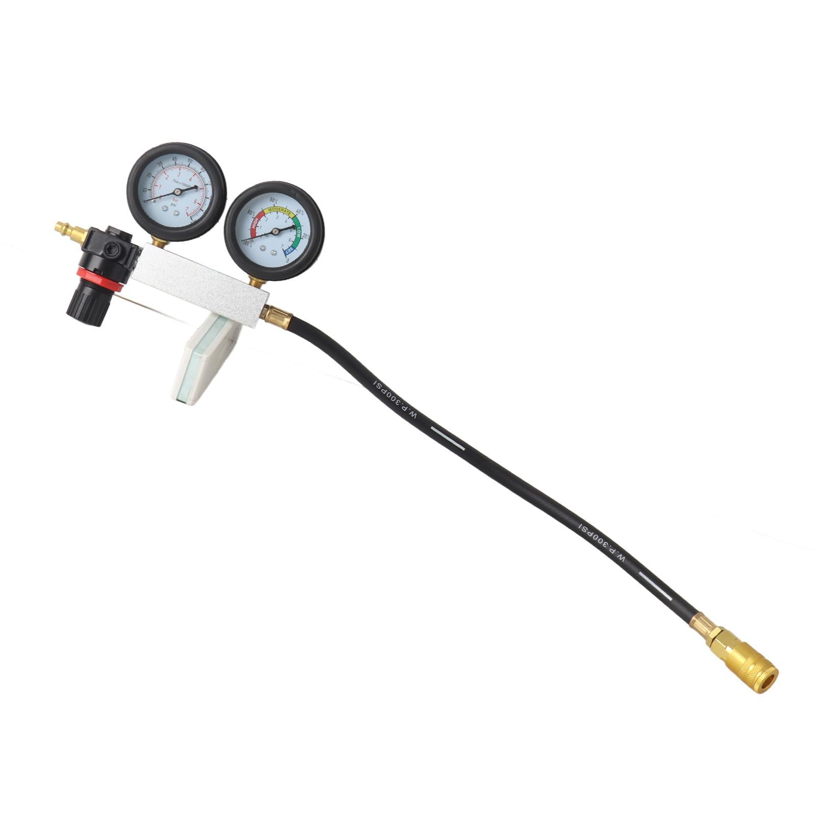 Generic Probador de Fugas de Cilindro, Herramienta de Detección de Doble Calibre para Control de Presión de Compresión del Motor de Gasolina, Kit Completo para Uso Universal