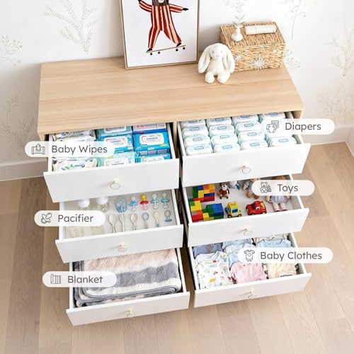 White Baby Dresser for Bedroom, 6 Drawer Organizer for Closet Storage - image 4