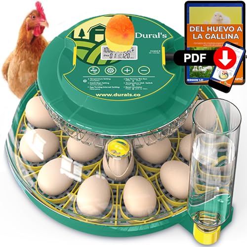 Dural's DX5® | Incubadora Huevos Gallina Automática | Certificada CE | Temperatura precisa y control de humedad | Hasta 18 huevos de gallina, codorniz, pato | Volteo automático | Fácil de limpiar |