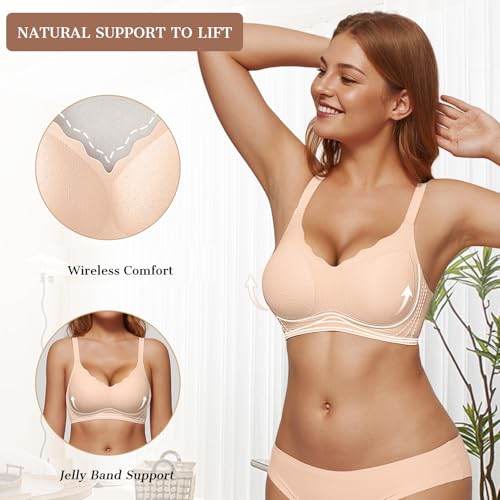 Image of OEAK Womens Wireless Jelly Bras Push Up Bralette Full Coverage No Underwire Bra Comfortable Everyday Seamless Tshirt Bras