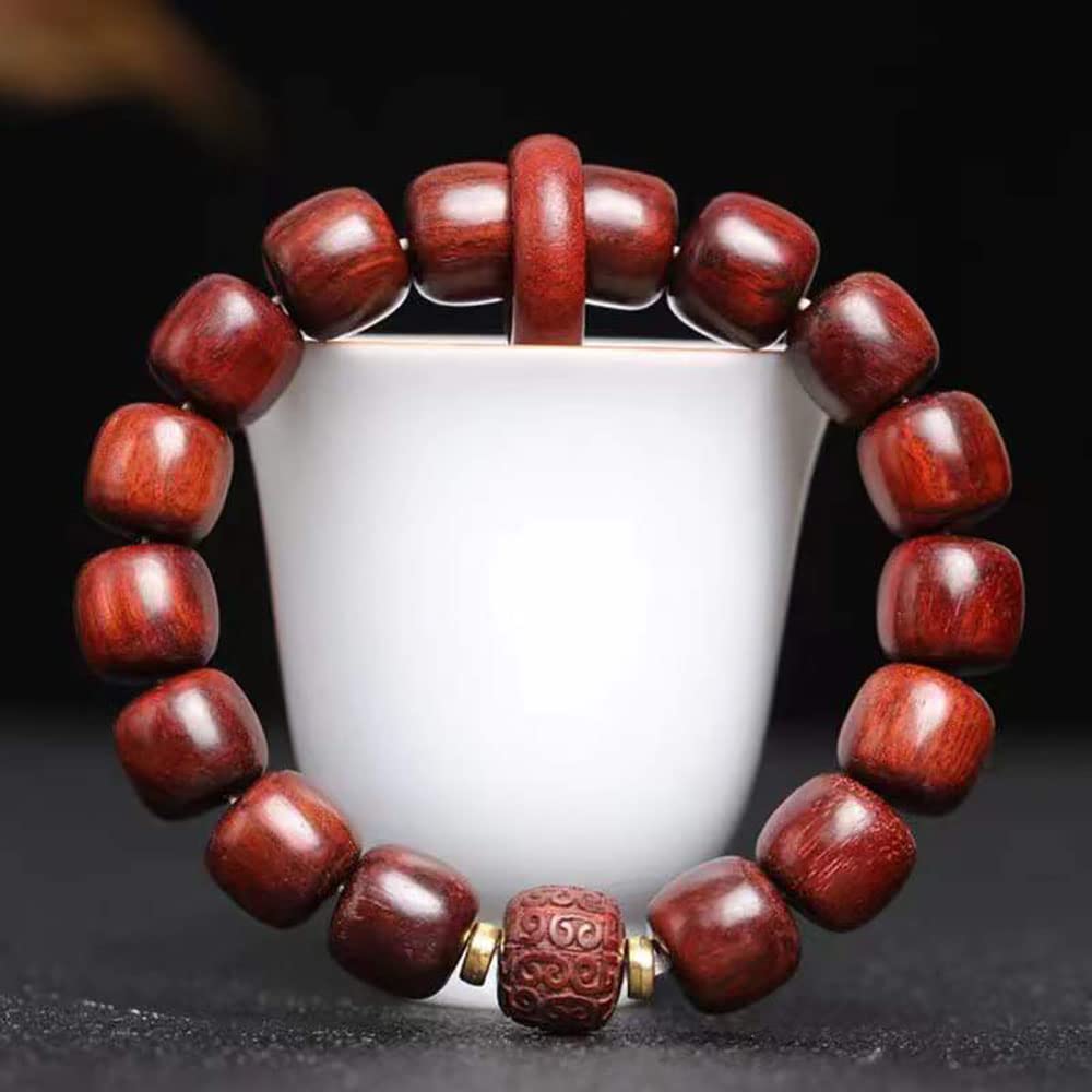Braccialetto Bodhi, 10 * 11mm Bracciale con perline di legno di sandalo del sangue dello Zambia Barilotto di buon auspicio Perline di legno Bracciale elasticizzato for la meditazione Yoga Canto Mala