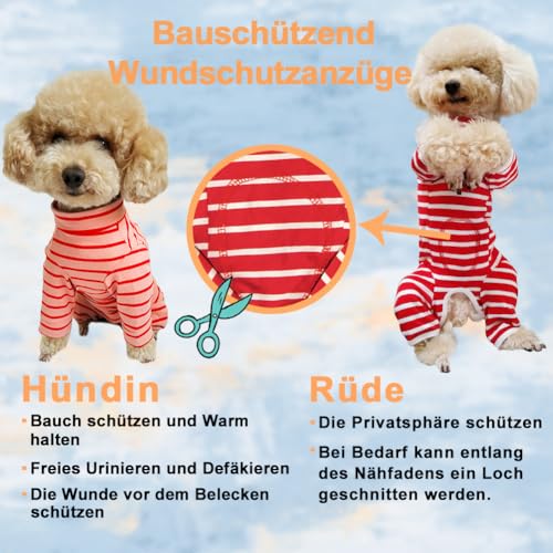 Kukaster Pet Hundebody Nach Op, Op Body Hund kastration Hündin, Body für Hunde nach Op, Hundebody mit Beinen, Wundschutzanzüge Nylonschnalle für Haarausfall, Allergien, Rasur, Schwarz Weiß Streifen, L