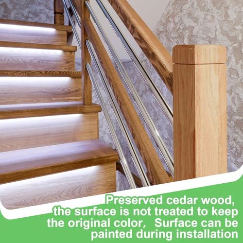 Image of CroBlissful 4 Pcs 3 inch x 3 inch x 48 inch Solid Red Oak Stair Newel Post with a Single Groove Notched Newel Wood Balusters for Staircase Interior Railing Newels for Stair Handrails
