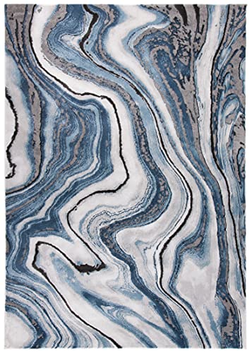 Tapete decorativo moderno de 2'7 x 5' en azul y gris