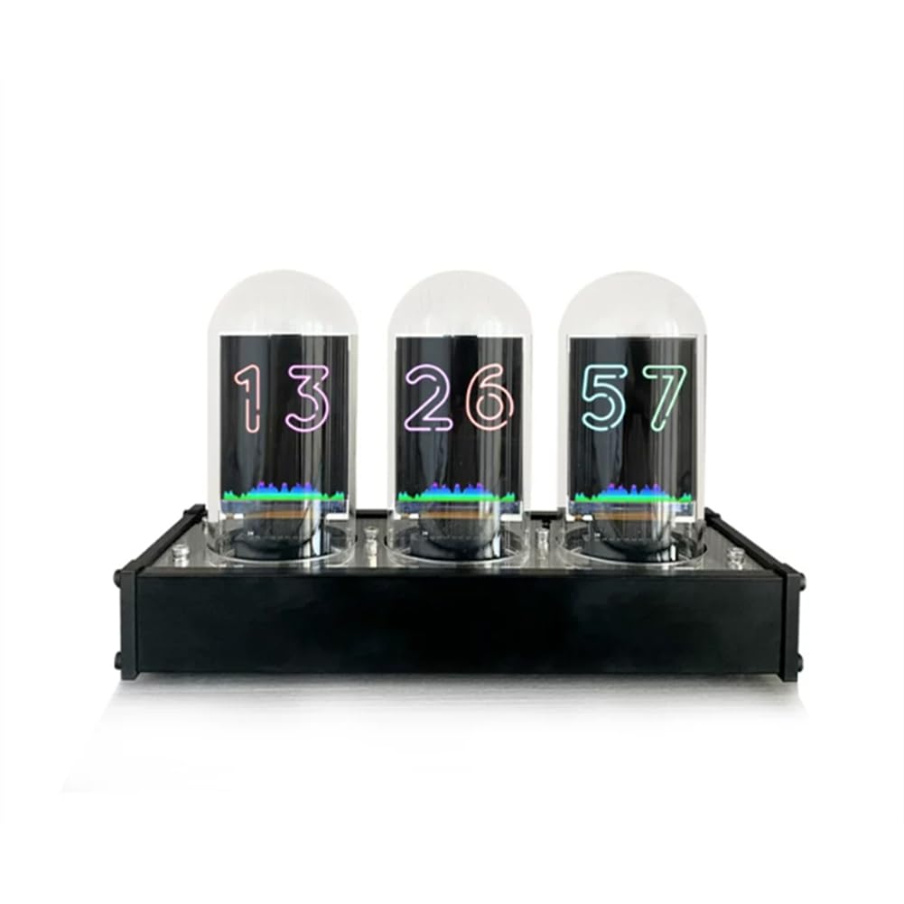 UDSKNV[KSL RGB Glow Tube WiFi Clock 2.6-Inch Analog Nixie Tube Music Spectrum Night Light Home/Decor Retro Retractable