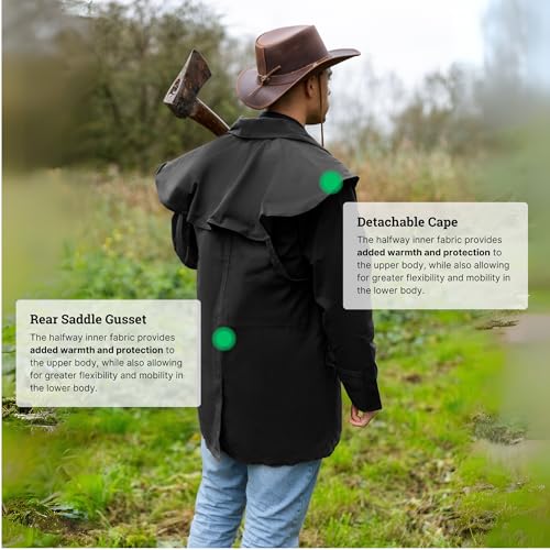 RESISTANCE Oilskin Cotton Western Short Duster Jacket | Waterproof Breathable Long Sleeves 3/4 Length Duster Coat3