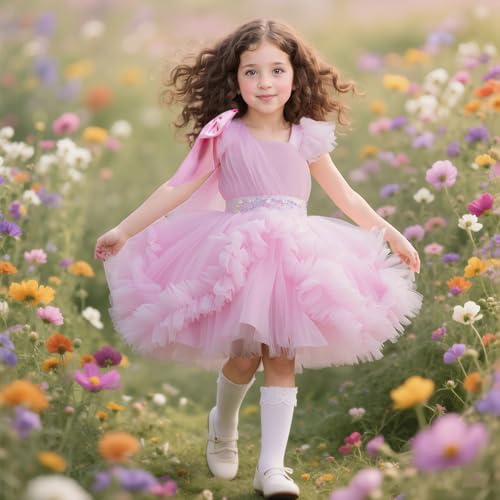 Lamgool Toddler Baby Girls Pageant Formal Dress Ruffle Tulle Elegant Bow Tutu Princess Ball Gown for Birthday Prom Party2