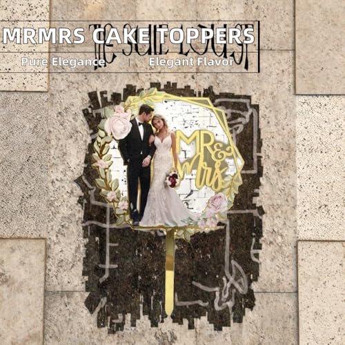 Image of Mr and Mrs Couple Cake Topper Wedding and Anniversary Cupcake Decoration for Bride and Groom Party Supplies