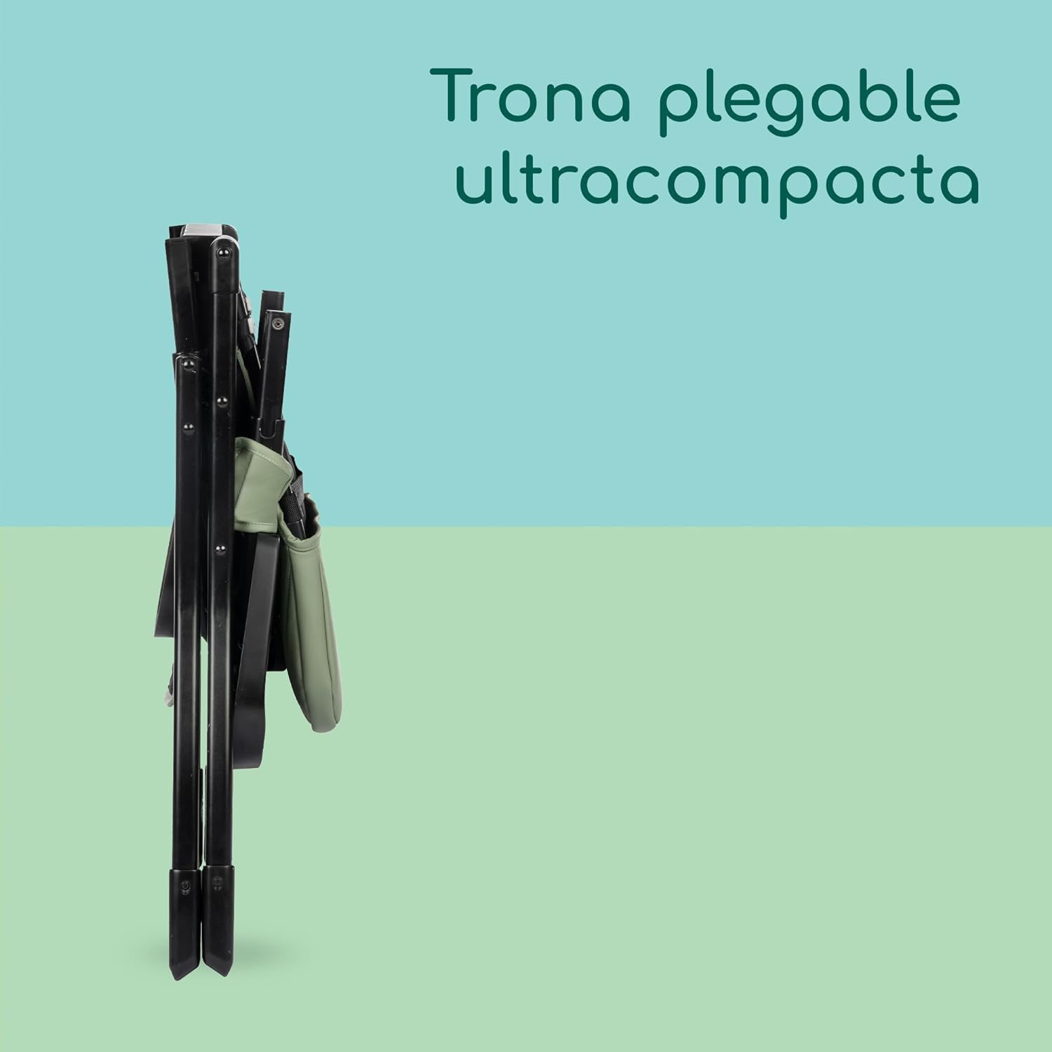 Bebeconfort Lily, trona, 6 meses-3 años, 9-15 kg, plegado ultracompacto, ligera (4 kg), fácil limpieza, acolchado suave, plegado fácil con una sola mano, Mineral Green