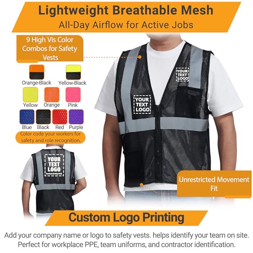 Image of AYKRM 2 Pocket Mesh High Visibility Reflective Safety Vest for men & Women ANSI /ISEA 107 Standards
