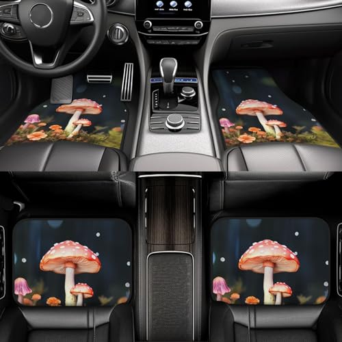 Tapis de sol voiture antidérapants contre la boue motif champignons colorés
