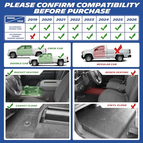 Image of Michelin Vehicle Mats for 2019-2026 Chevy Silverado /GMC Sierra 1500 | 2020-2026 2500 /3500, Crew Cab Bucket Seat W /Under Seat Storage, All-Weather TPE Custom Fit Liner, Premier A 1st Row