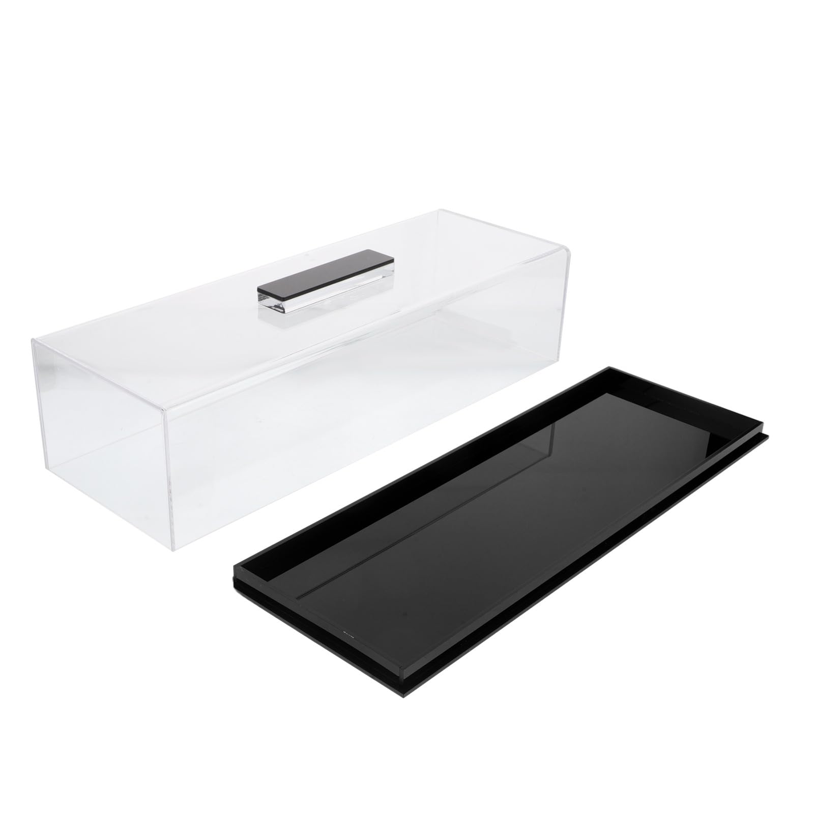 FRCOLOR Soporte Rectangular Adecuado para Exhibición y Almacenamiento para Tartas con Tapa Transparente de Acrílico, Bandeja Elegante y Compacta para Postres