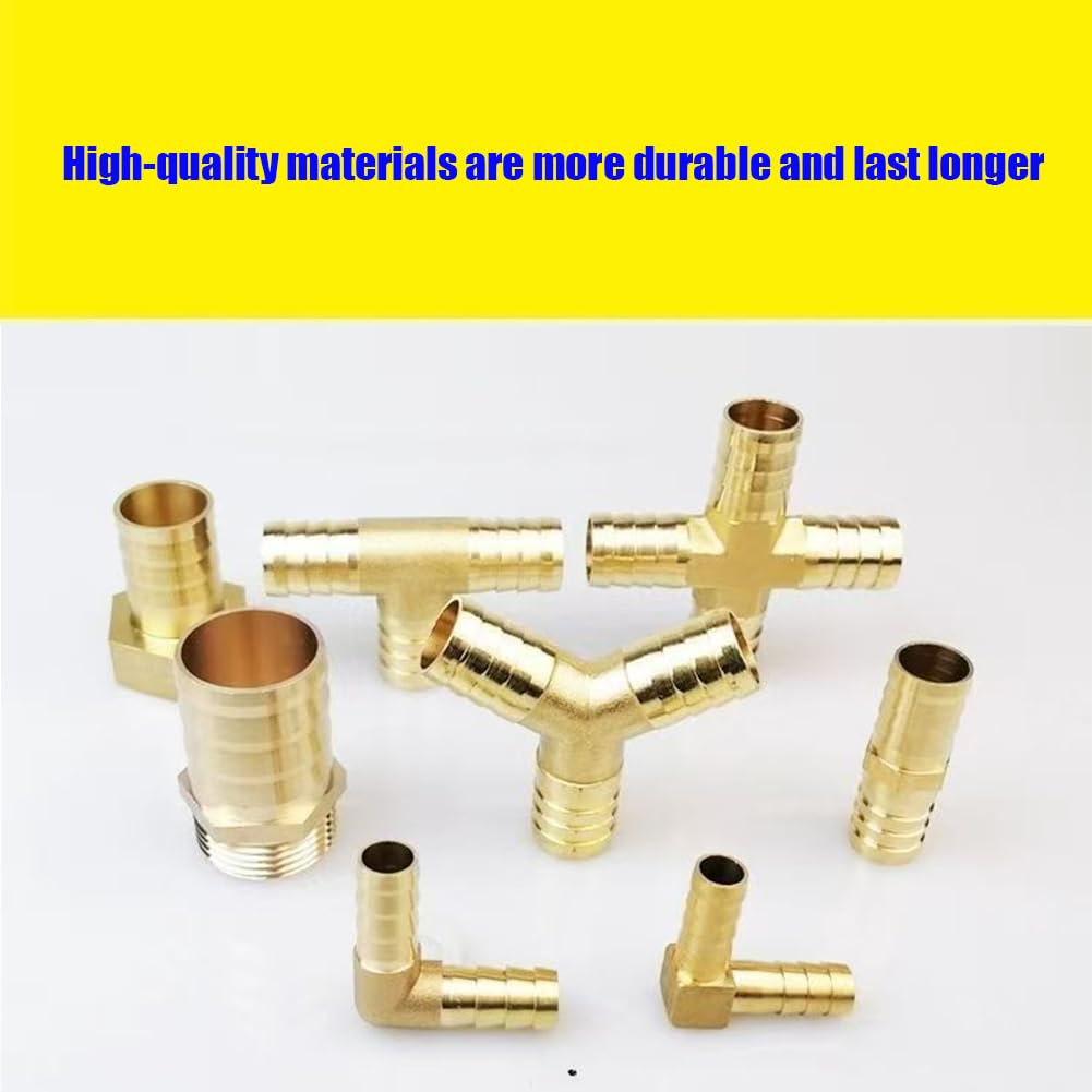 Racores de empalme con espiga de latón, Kit de reparación manguera púas latón for agua, combustible, aire, 6-19mm, paquete 5 o 10 piezas(Four Interfaces 19mm,10pcs)