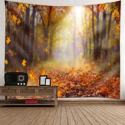 Tapisserie décoration murale chambre petite tenture feuilles d'érable 150x130