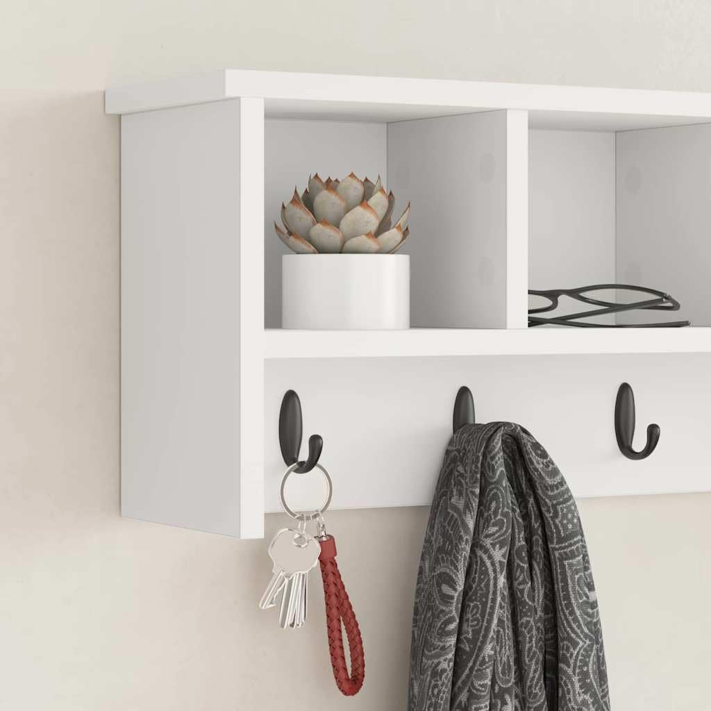 Générique Porte-Manteau Mural Blanc 75 x 16 x 26 cm Bois d'ingénierie,874315