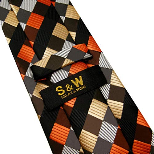 S&W SHLAX&WING Gravatas extra longas para homem gravata quadriculada masculina multicolorida de seda
