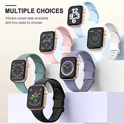 Image of 6 Pack Sport Bands Compatible with Apple Watch Band 38mm 40mm 41mm 42mm 44mm 45mm 49mm,Soft Silicone Waterproof Strap for iWatch Ultra2 Series 9 Ultra 8 7 6 5 4 3 2 1 SE Women Men