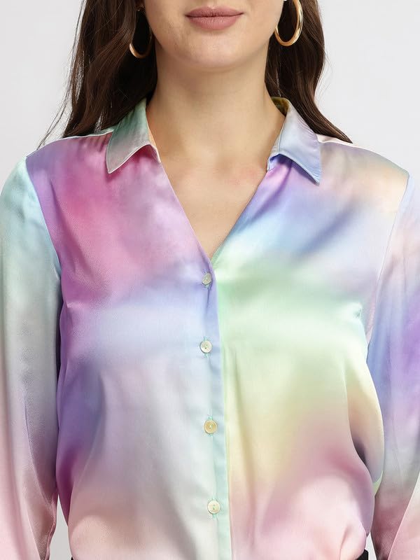 Image of FableStreet Women Shirts | Comfort Fit Spread Collar | Premium Satin Fabric for Formal, Business Casual