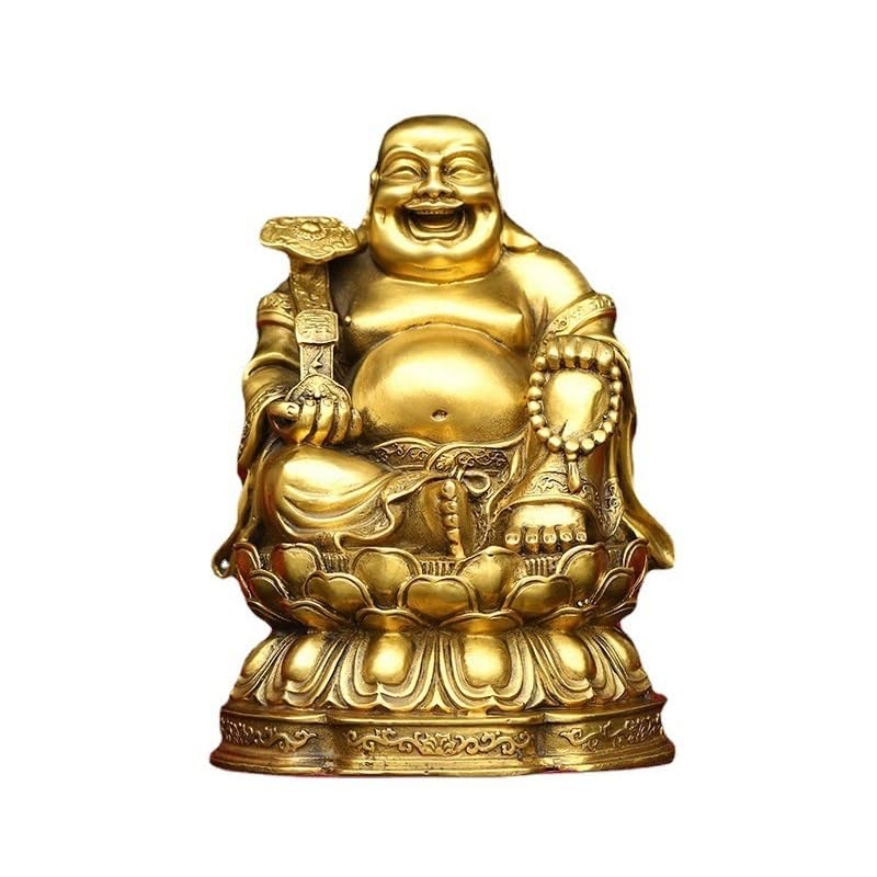 Posąg Buddy Do Medytacji Wewnątrz Dekoracja Mosiądz Posąg Buddy Maitreya Lotos Uśmiechnięty Budda Rzemiosło Ozdoby Dekoracja Domu Statua Medytująca Statua Buddy Rzeźba (M)
