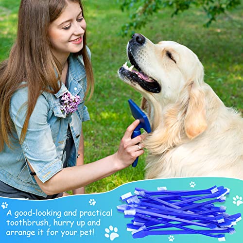 Image of Honeydak 80 Pcs Dog Toothbrush Bulk Dual Headed Dental Brushes Dogs Tooth Brushing Kit Long Handle Pet Tooth Brush for Puppy Large Small Cats and Most Pets Teeth Cleaning Dental Supplies(Dark Blue)