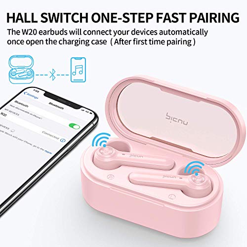Picun True Wireless Earbuds 36 Hours Playtime, Bluetooth V5.0 Headphones, Hifi Immersive Bass In-Ear Headsets Ipx8 Waterproof Sports Earphones W/Hd Mic, Touch Control, Usb-C, Fit For Women Girl Pink #TOP4