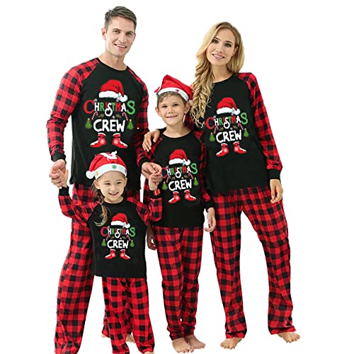 One opening Christmas Pajamas for Family, Family Christmas Pjs Matching Set Christmas Tree Print Xmas Holiday Sleepwear(BlackA36,Baby,9-12 months)