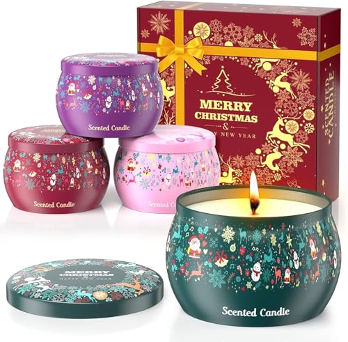 Scented Candles Set, 4.4 Oz 4 Pack Christmas Aromatherapy Candles Gift Set for Women, Candles Gift Sets for Christmas, Valentine's Day, Anniversary, Mother's Day