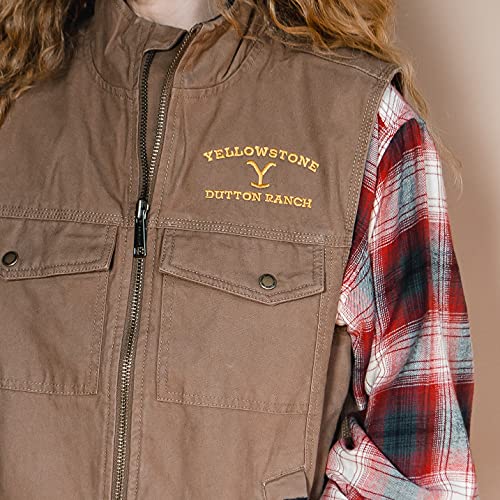 Yellowstone Dutton Ranch Logo Officially Licensed Canyon Cloth Brown Vest3