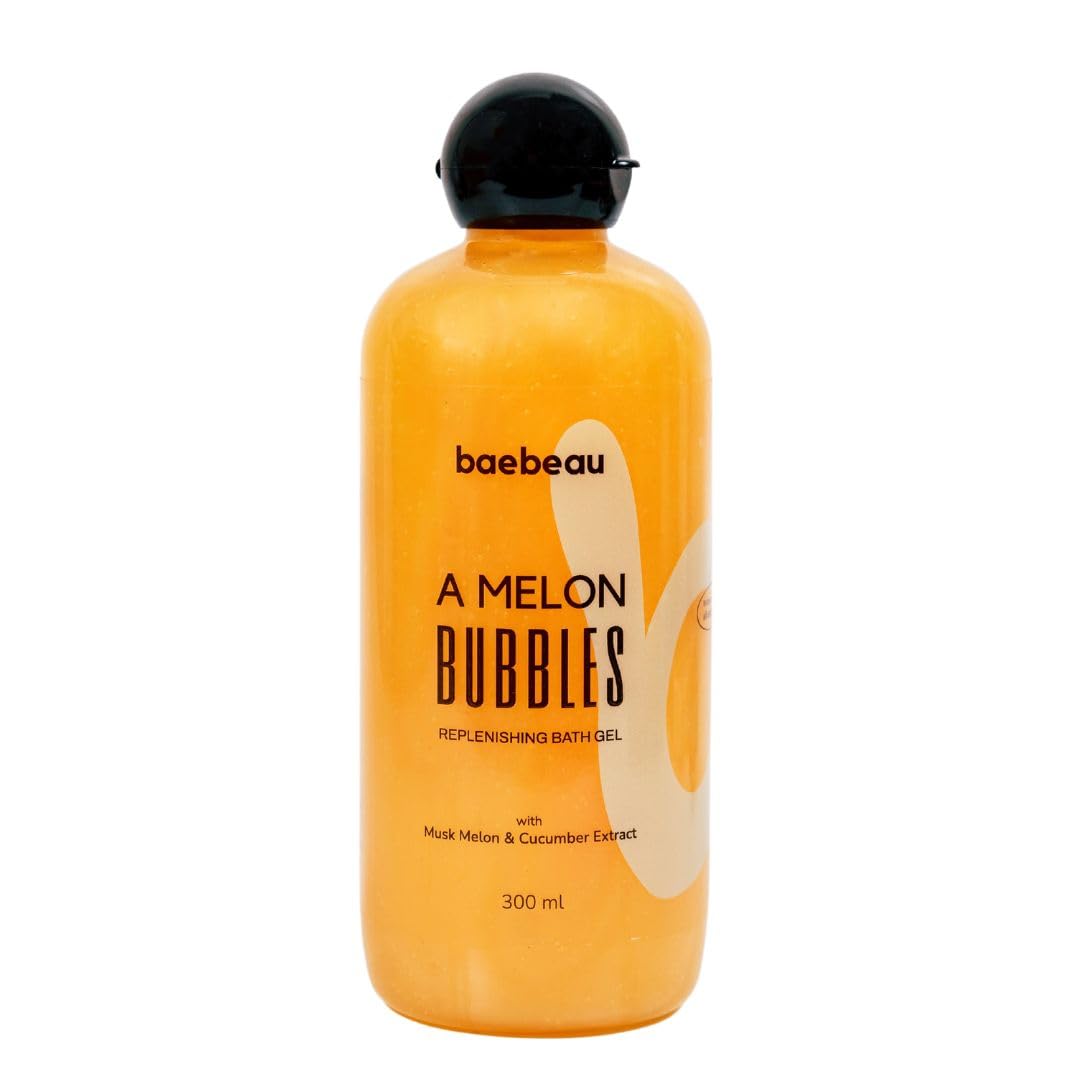 Baebeau A Melon Bubbles Replenishing Body Wash & Shower Gel for Men & Women, with Musk Melon & Cucumber Extract for Intense Hydration & Skin Brightening - 300ml
