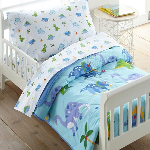 Image of Wildkin Kids Cotton Toddler Comforter Set - Soft & Lightweight, Fits Standard Crib Mattress - Dinosaur Land