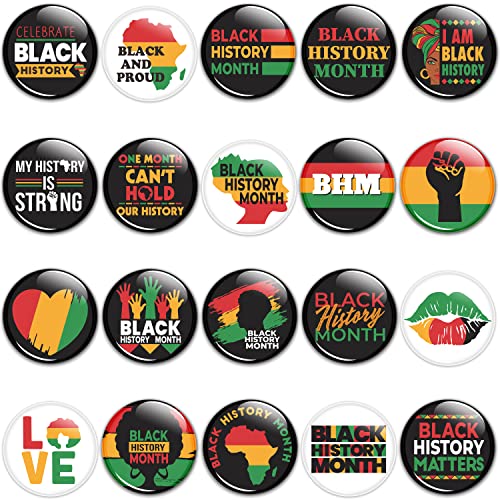 Dvbonike 40Pcs Black History Month Buttons Pins - Black Power Round Badges Party Favor Decoration My History Is Strong Fist Pinback for Lives Matter Activity Supplies Clothe Bag Accessories
