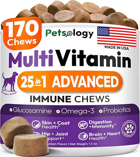 Dog Multivitamin Chewable - Dog Vitamins and Supplements with Glucosamine - 170 Chews - Hip & Joint,...