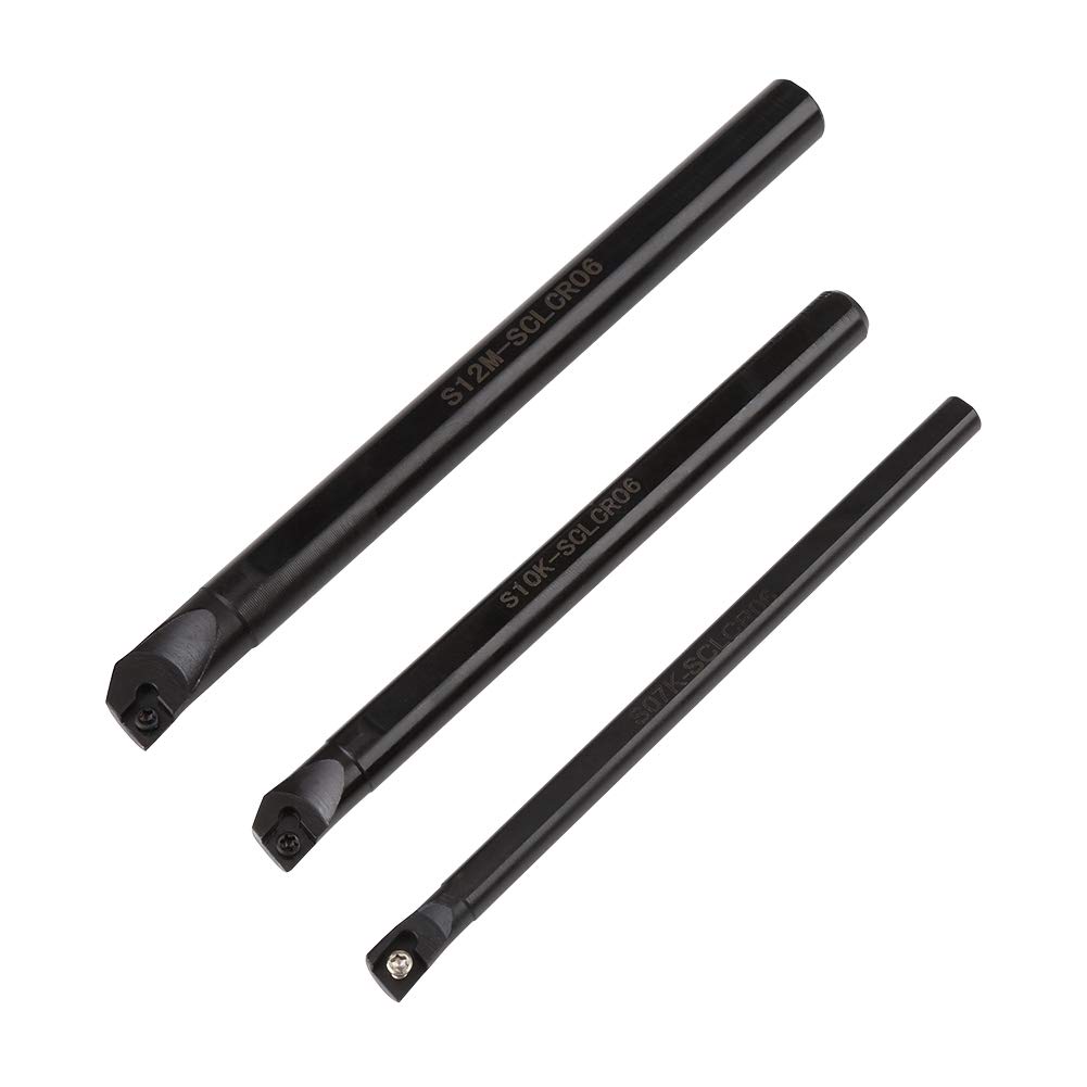 3pcs SCLCR CNC Cutter Cutter Bar avec 10pcs CCMT0602 Insert et 3pcs Clé 1pcs S07K-SCLCR06 Barre d'alésage 1pcs S10K-SCLCR06 Barre d'alésage 1pcs S12M-SCLCR06 Barre d'alésage