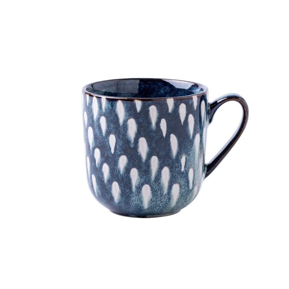 L-entcy 12.8OZ Mug 3D Modern Style Ceramic Latte Coffee Cup, Classic Blue Raindrop Shaped Coffee Cup Nordic Mug Male Office Cup Creative Personality Tea Cup High Value Ceramic Water Cup With Handle