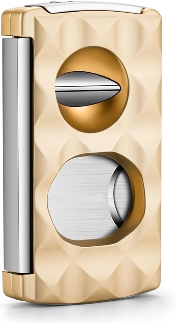 Stainless Steel Cigar Cutter, V-Shaped Slicer with Integrated Punch and Stand, Metal Collection Tool(G)