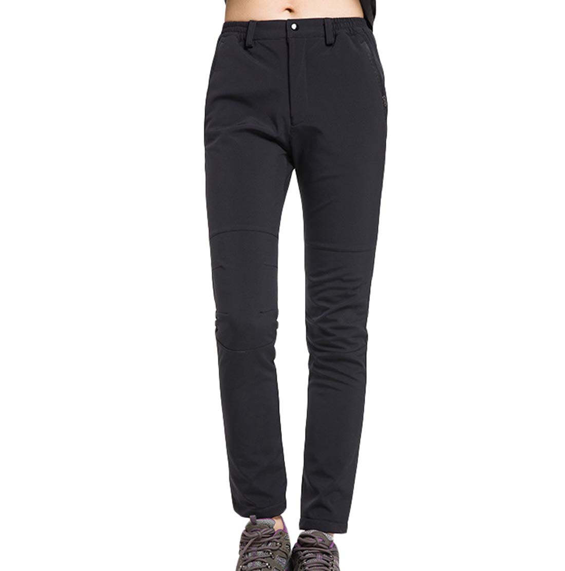 Dawwoti Pantalon De Ski Femme avec Poche À Fermeture Éclair, Pantalon Imperméable Thermique Épais Neige Pantalons De Neige Toison De Ski pour Les Femmes Randonnée Pêche Durable Coupe-Vent
