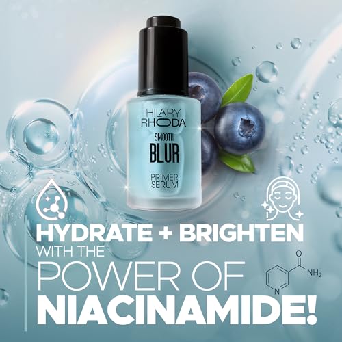 Image of Hilary Rhoda Smooth Blur Primer Serum for face | Pore Minimizer | Niacinamide Infused | Hydrating Makeup Primer | Smooth & Glowing Skin | (Blueberry Shade 02) - 30ml