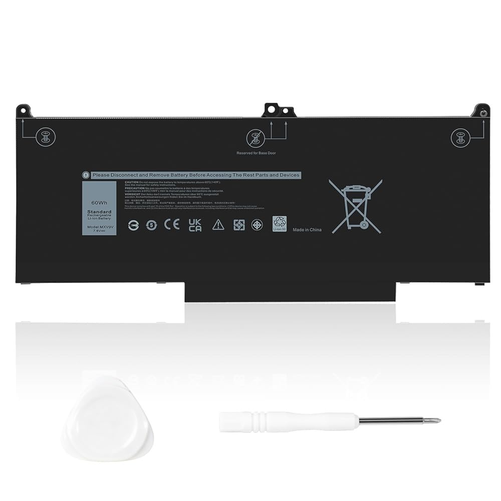 ASUNCELL 7.6V 60Wh MXV9V Batterie d’Ordinateur Portable pour Dell Latitude 5300 E5300 5310 E5310, Inspiron 7300 E7300 7400 E7400 7306 Series, P96G P97G P99G P100G MXV9V 5VC2M 05VC2M 829MX 0829MX