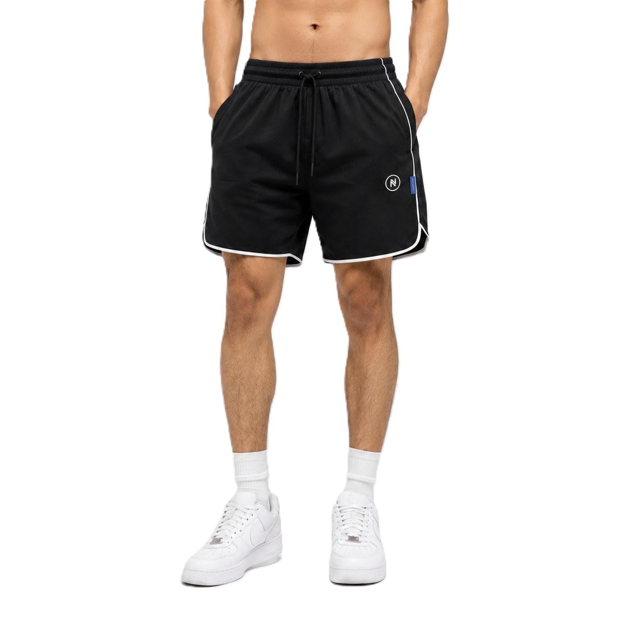 Men's Performance Sports Shorts | Lightweight Quick Dry Gym, Running & Training Shorts | Drawstring Waist | Black-picture-38