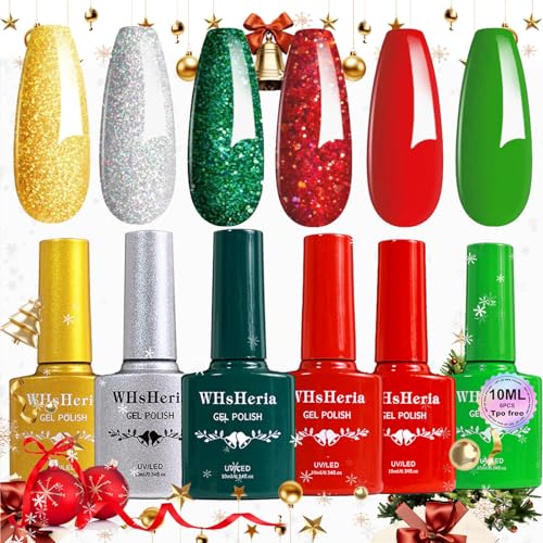 Set de esmaltes en gel Red Christmas TPO Free 6 pcs 10ml miniatura 1