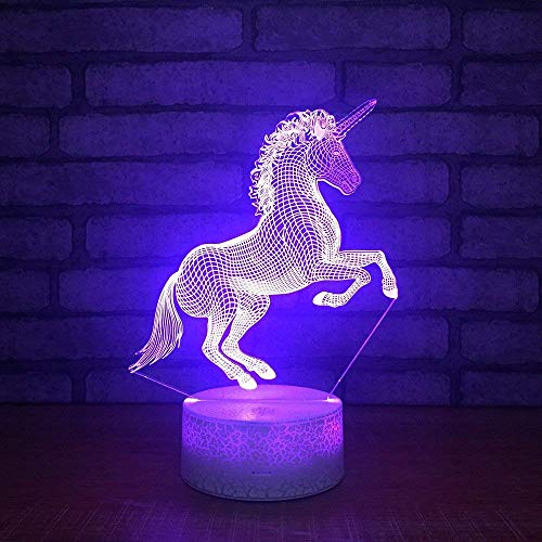 Subtop 3D Illusion Light ottico,7 cambi di colore Luce notturna a LED con acrilico piatto, base in ABS, carica USB per la decorazione domestica (Lampada cavallo)