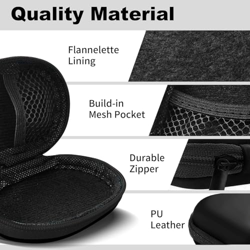 Image of Oval Earbud Case Portable EVA Carrying Case Storage Bag Cell Phone Accessories Organizer with Carabiner for Earphone, Earbud, Earpieces, SD Memory Card, Camera Chips, Black1
