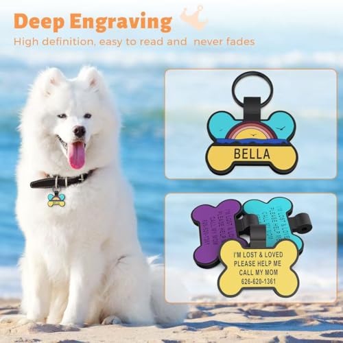 HQYDDMI Hundemarke mit Gravur, Leise Silikon Hundemarke Personalisiert mit Name, Telefonnummer,Tiermarke für Hunde, Katzen & Welpen(1 Pcs, Knochen)