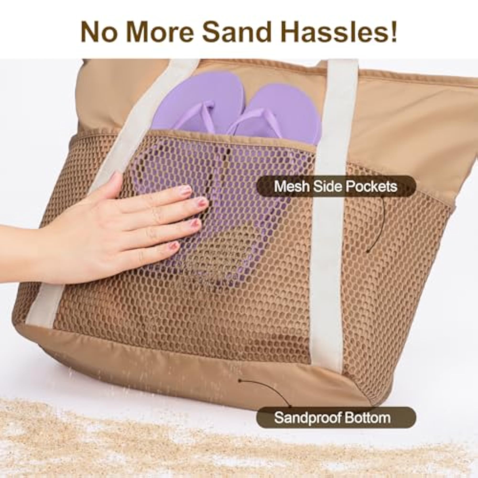 Waterproof Medium Beach Tote Bag for Women, Casual Essentials