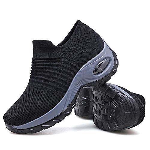 JITUUE Walking Shoes for Women Sneakers Athletic Non Slip on Fashion Running Platform Sock Mesh Lightweight Wedge Shoes